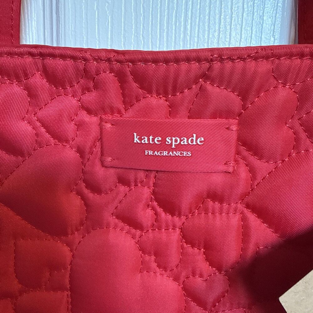 NEW Kate Spade Fragrances Red Heart Quilted Tote Bag - Picture 3 of 6